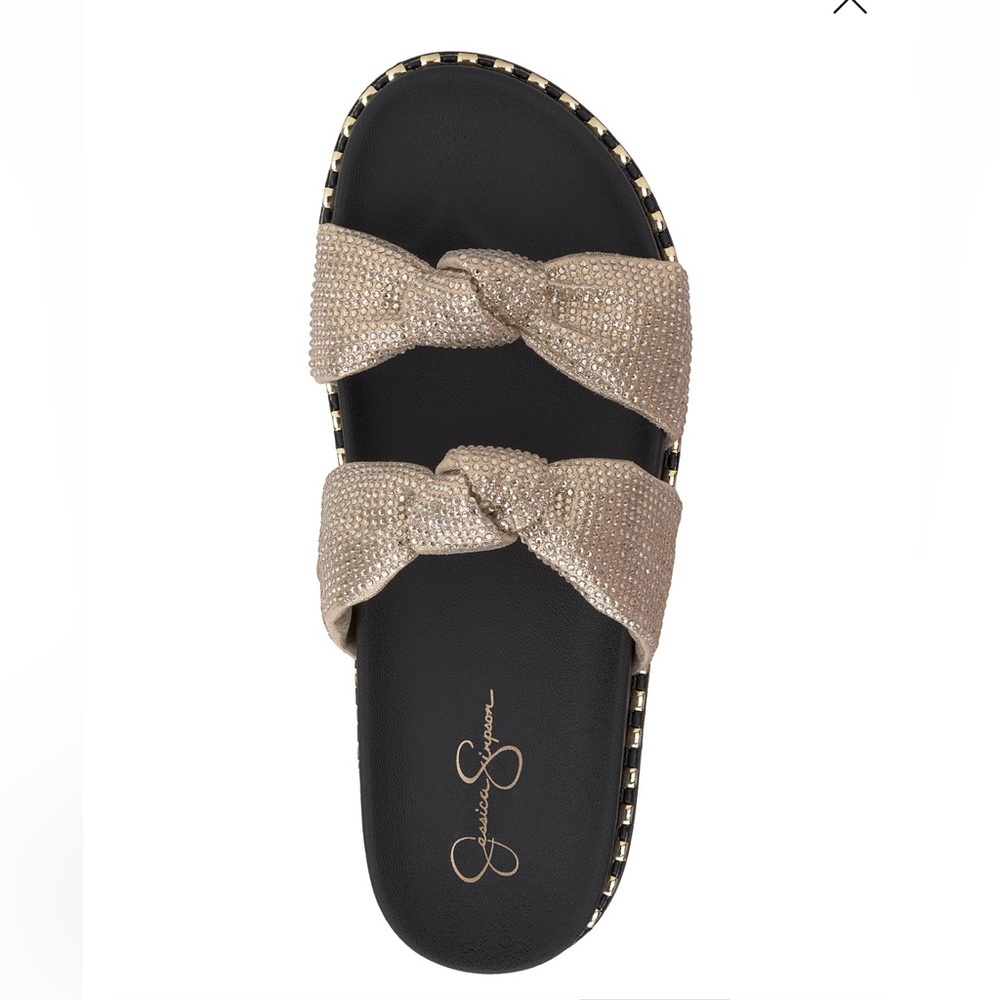 Jessica Simpson Women's Caralyna Knotted Footbed Sandals- Champagne- Size 6 - Picture 4 of 11